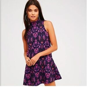 Free People Vibrant Purple and Pink Mini Dress